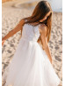 Straight Neck White Lace Tulle Flower Girl Dress